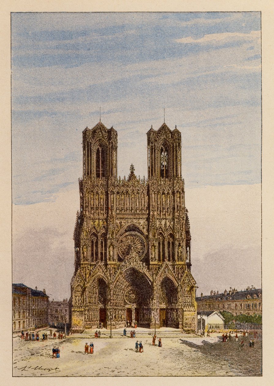 Notre-Dame De Reims (värilitografia) tekijältä Hubert Clerget