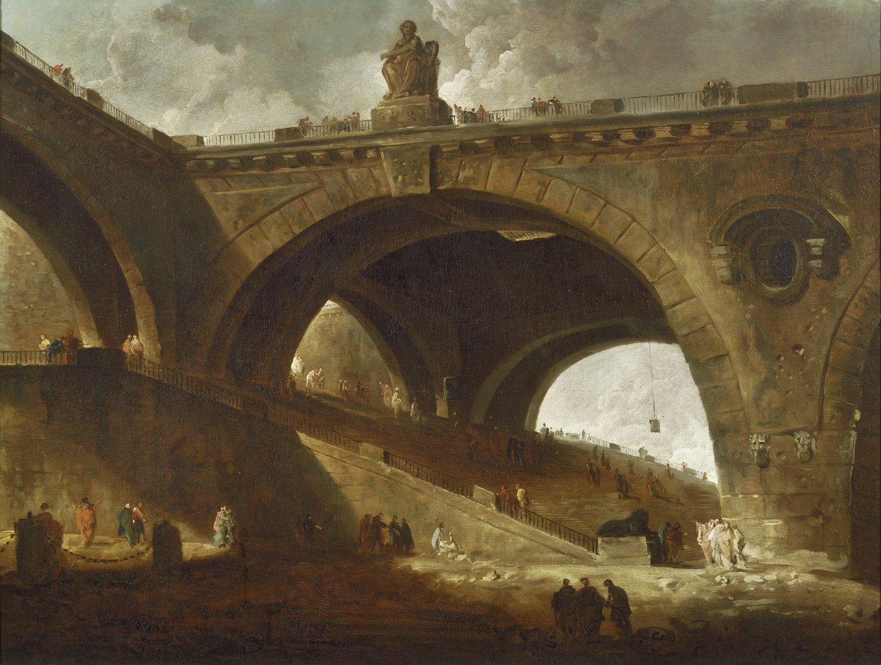 Vanha silta, noin 1760 tekijältä Hubert Robert