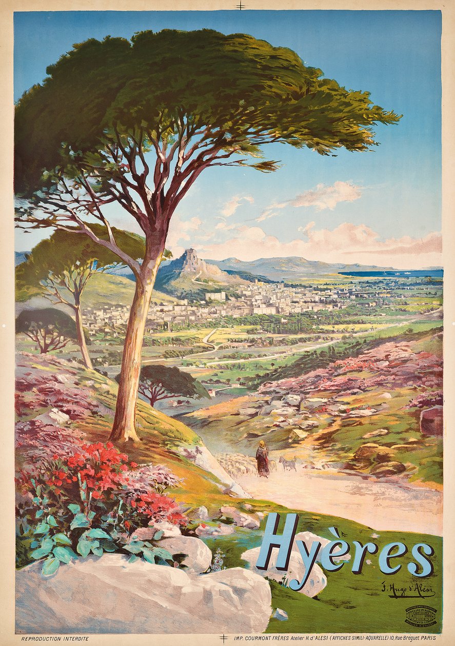 Mainosjuliste Hyeres, Ranska, 1900 tekijältä Hugo d Alesi