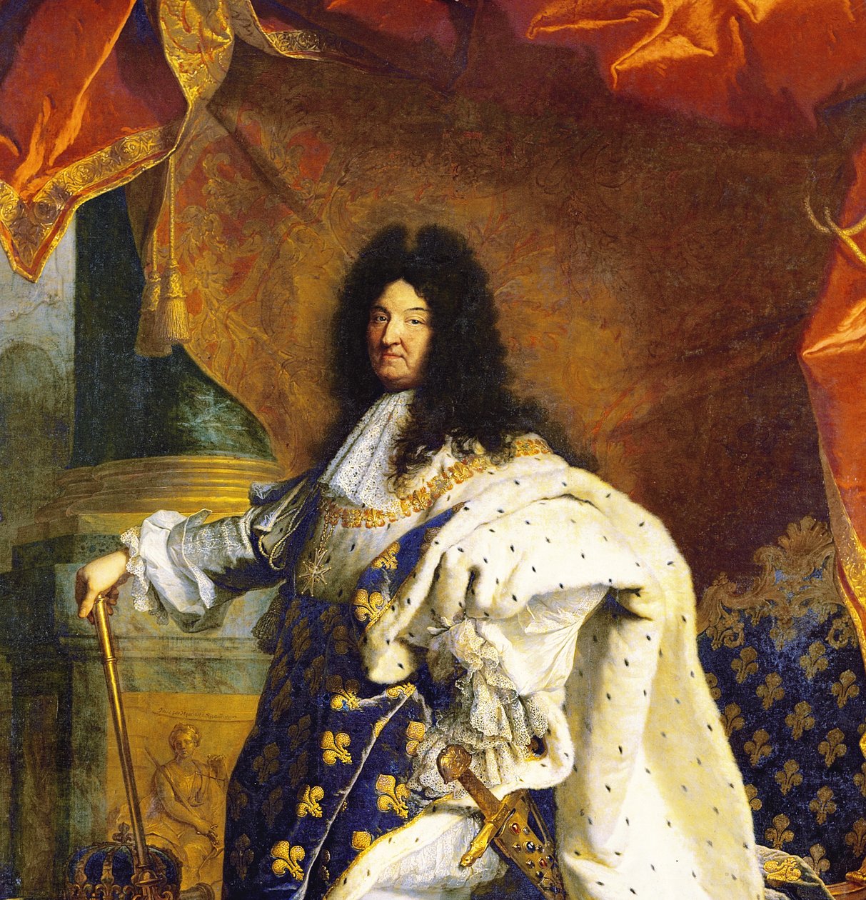 Ludvig XIV kuninkaallispuvussa, 1701 (yksityiskohta 59867) tekijältä Hyacinthe Francois Rigaud