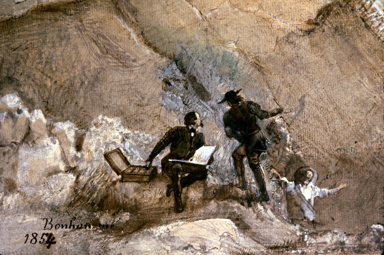 Ignace Francois Bonhomme maalaa ulkona tekijältä Ignace Francois Bonhomme