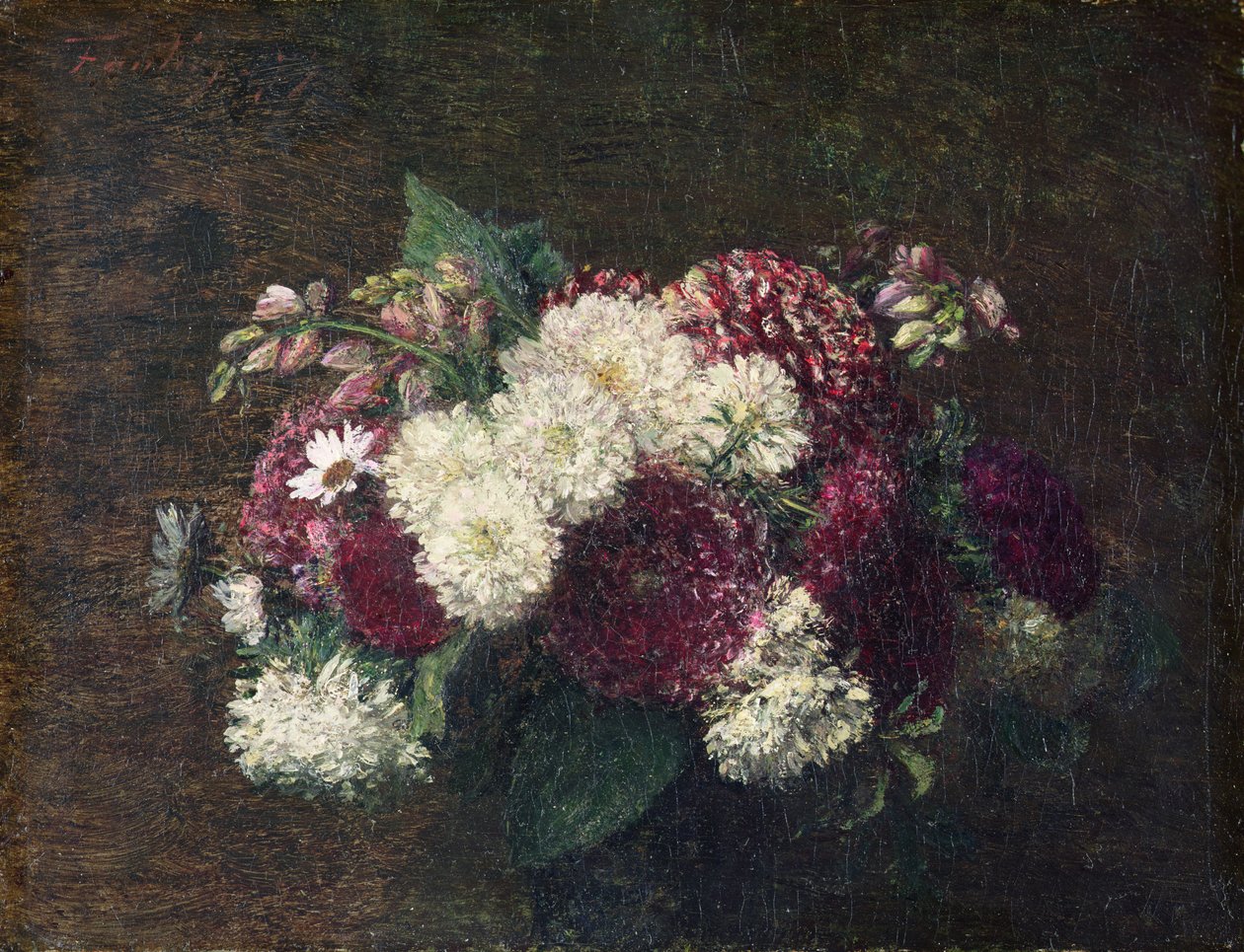 Pyöreä Kukkakimppu tekijältä Ignace Henri Jean Fantin Latour