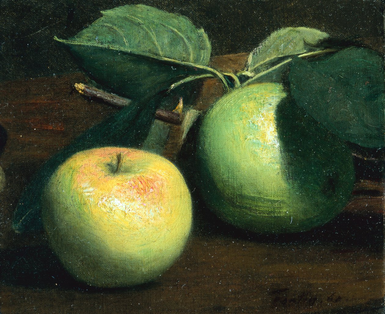 Kaksi omenaa (öljy kankaalle) tekijältä Ignace Henri Jean Fantin Latour