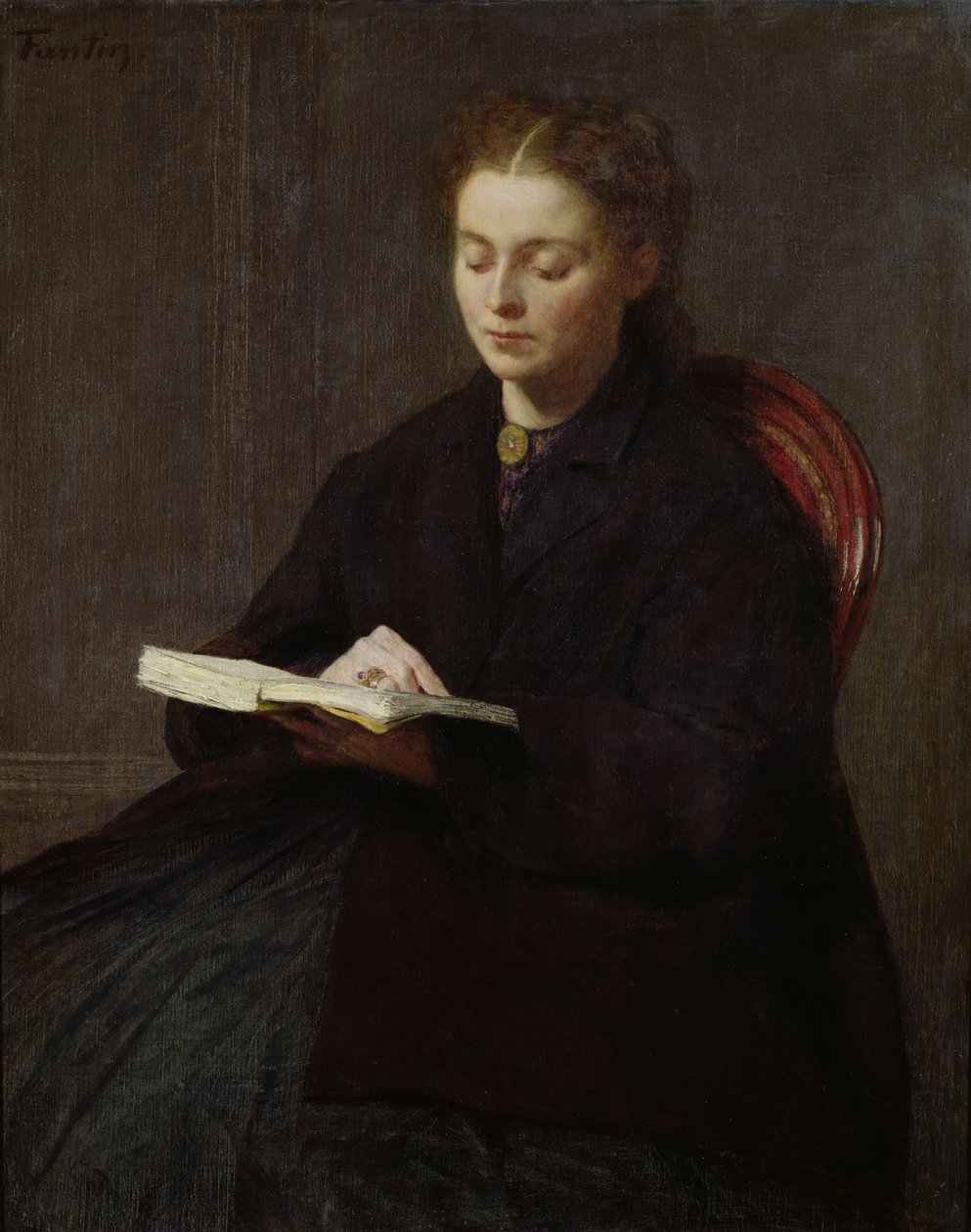 Lukeminen, 1863 tekijältä Ignace Henri Jean Fantin Latour