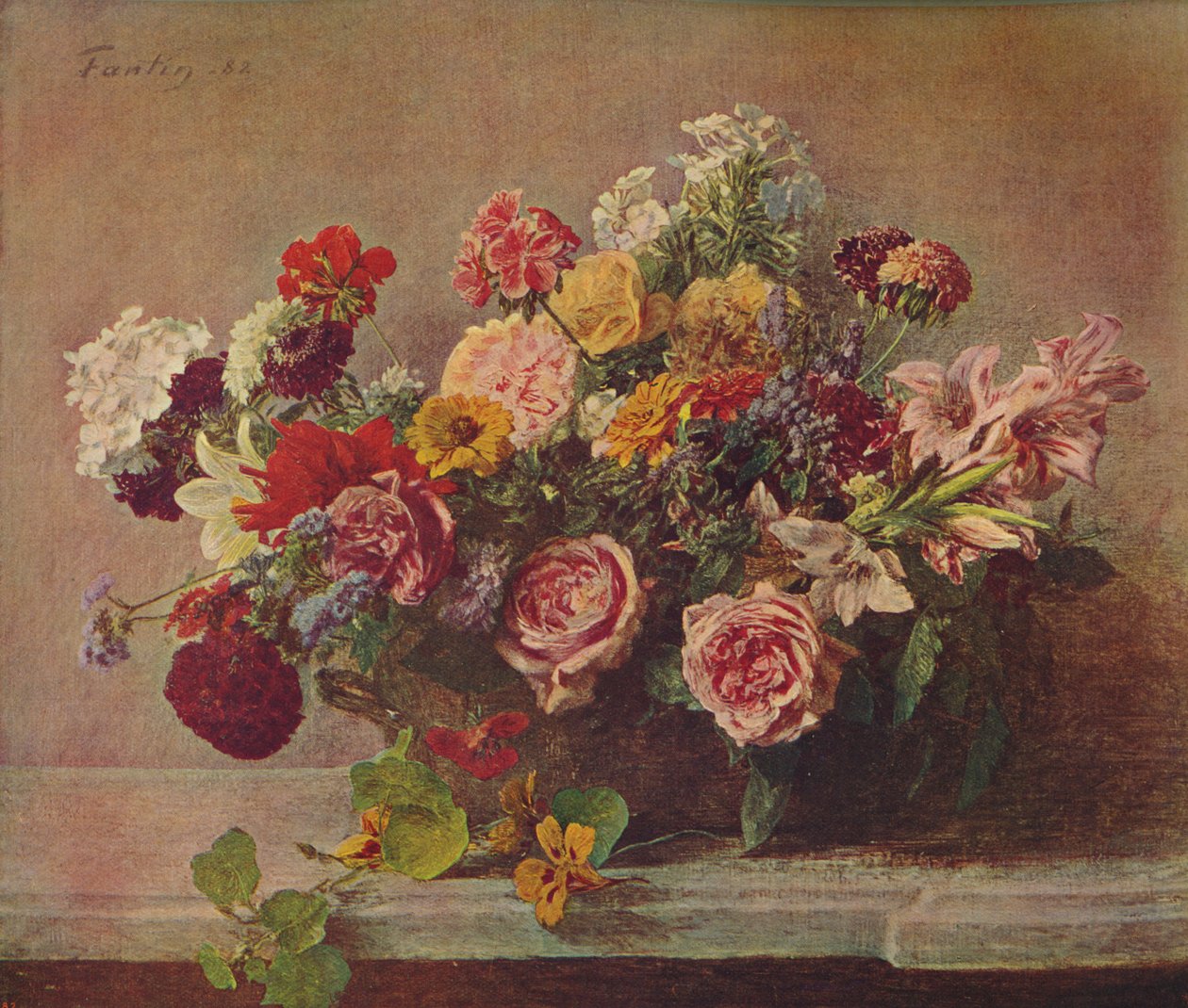 Kesäkukat, 1882, c1915 tekijältä Ignace Henri Jean Fantin Latour