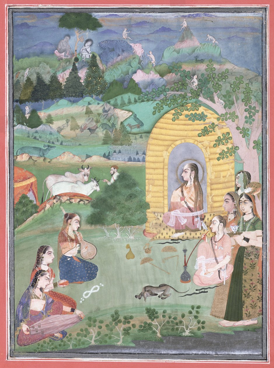 Miniatyyri maalaus yoginista maisemassa, Bikaner, 1680 (läpinäkymättömät mineraalivärit valkoiselle paperille) tekijältä Indian School