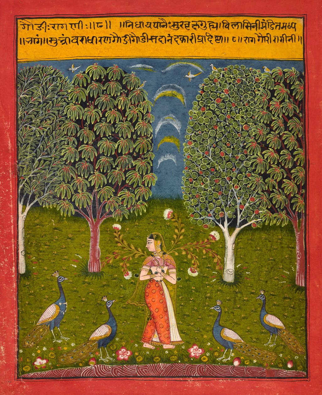 Gauri Ragini, folio "Ragamalassa", n. 1650 tekijältä Indian School