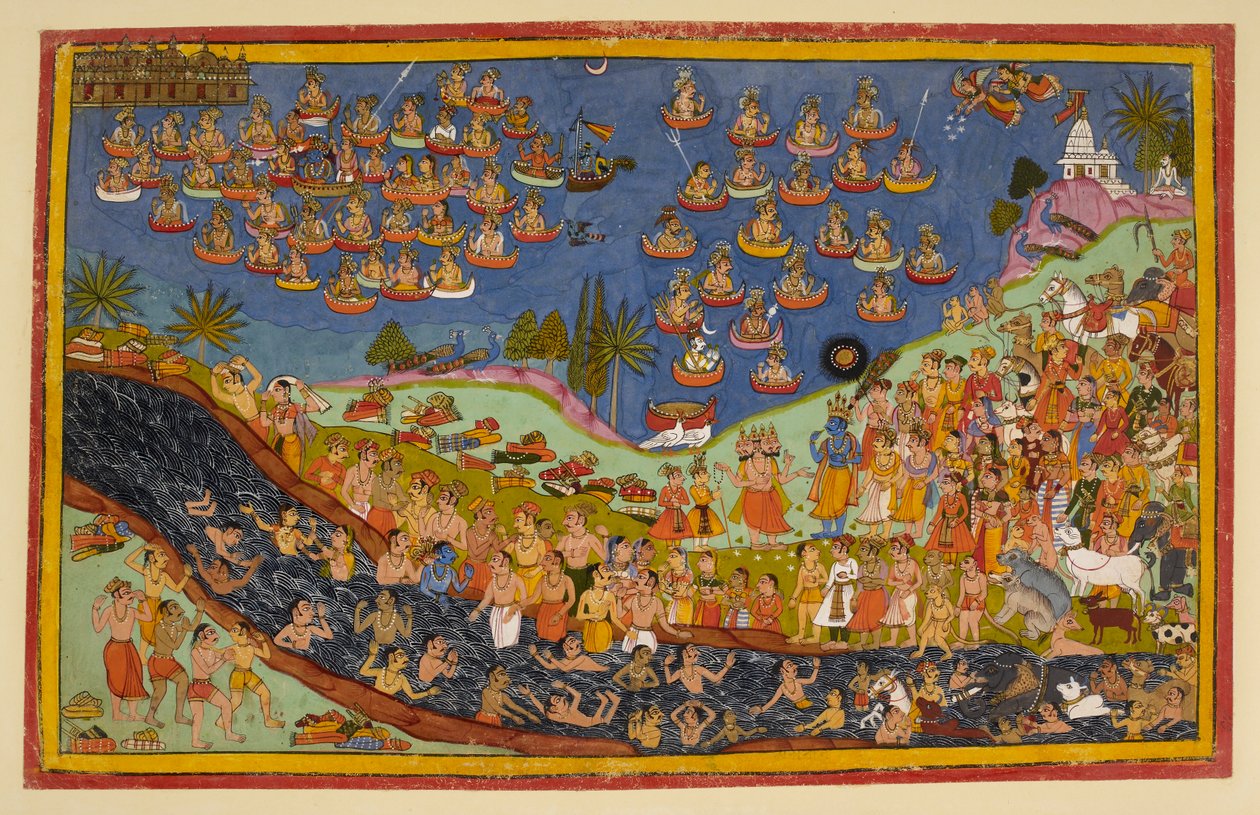 Rama saapuu taivaaseen "Ramayanasta, Uttara Kandasta" tekijältä Indian School