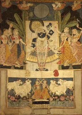 Srinathajin palvonta, Nathdwara, Rajput School tekijältä Indian School