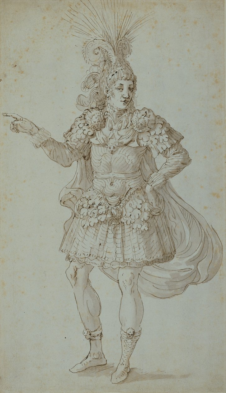 Naamiaisasu (kynä ja muste paperille) tekijältä Inigo Jones