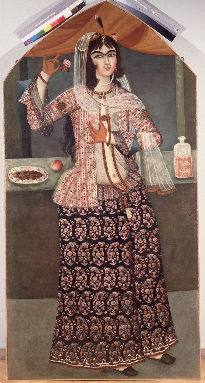 Nainen pitelee ruusua, 1800-luvun alku. tekijältä Iranian Master