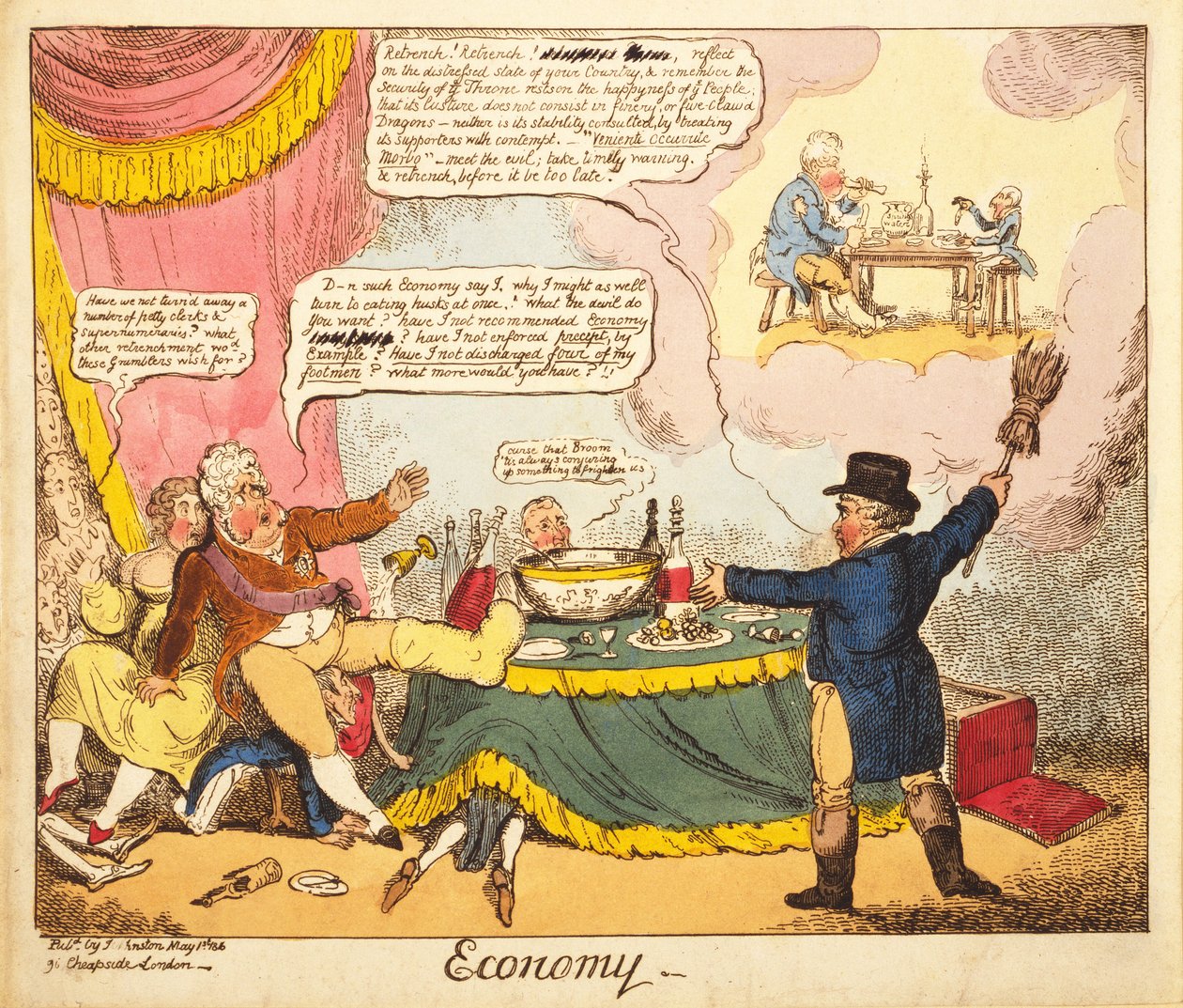 Economy, 1816 (käsinvärinen kaiverrus) tekijältä Isaac Robert Cruikshank