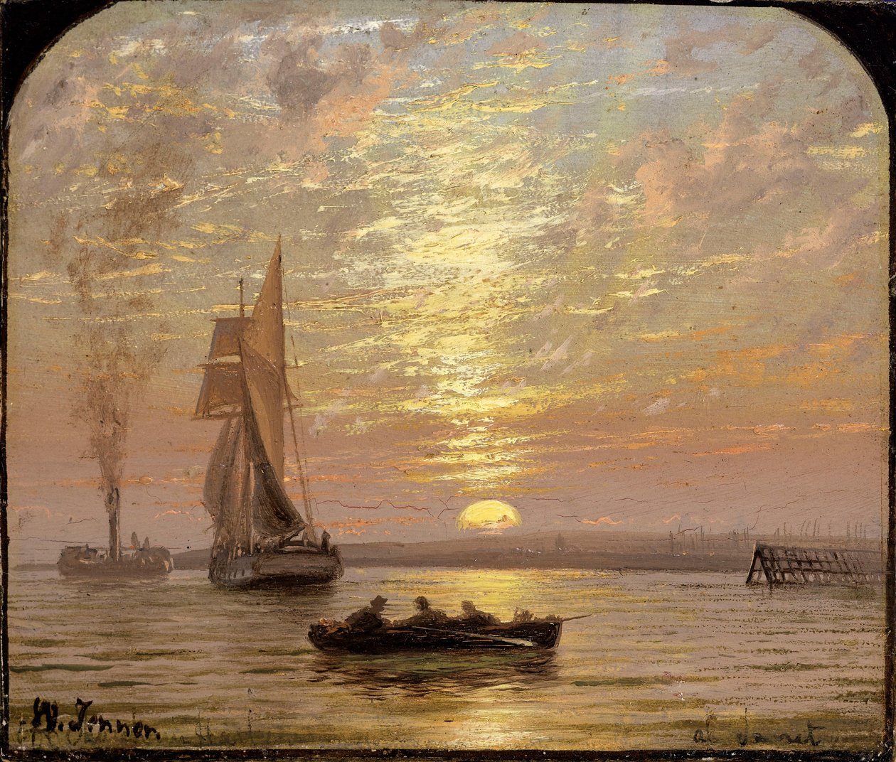 Auringonlaskun aikaan, noin 1875 tekijältä Isaac Walter Jenner