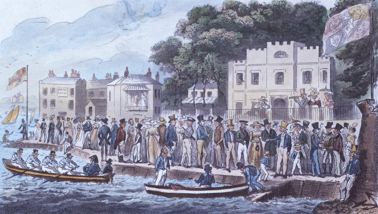 Promenade at Cowes, 1825 tekijältä Isaac Robert Cruikshank