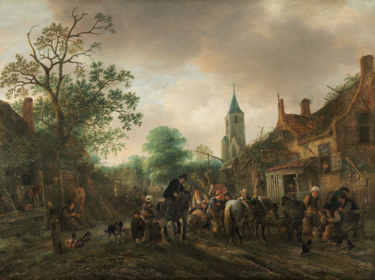 The Halt at the Inn, 1645. tekijältä Isaac van Ostade