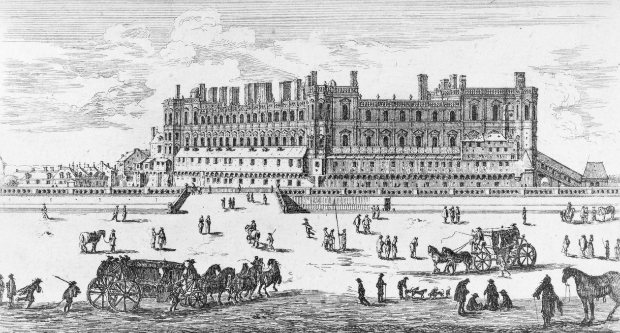 Näkymä Chateau de Saint-Germain-en-Layelle, 1658 (kaiverrus) (bw-kuva) tekijältä Israël Silvestre the Younger
