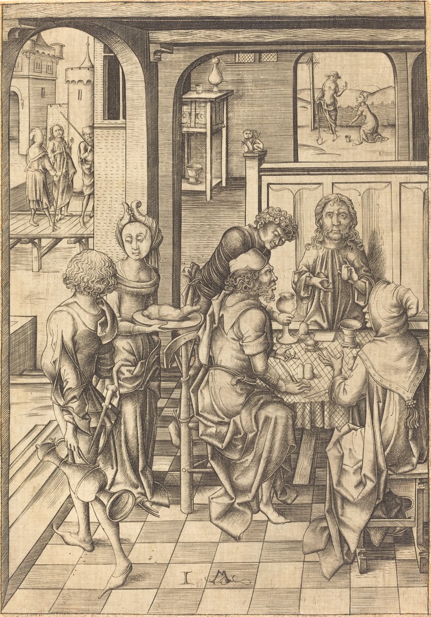 Kristus Emmauksessa, n. 1480. tekijältä Israhel van Meckenem