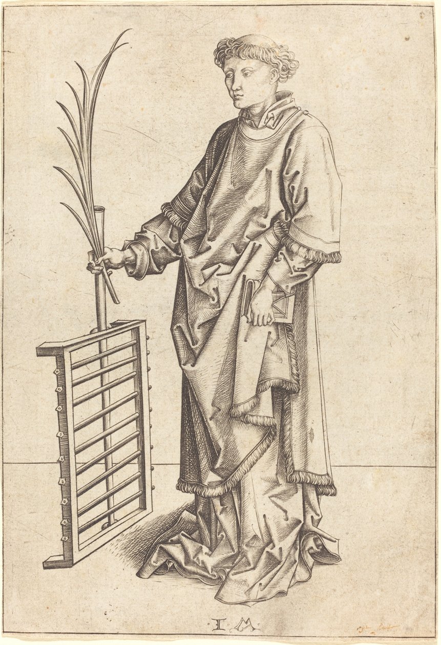Pyhä Lawrence tekijältä Israhel van Meckenem after Martin Schongauer