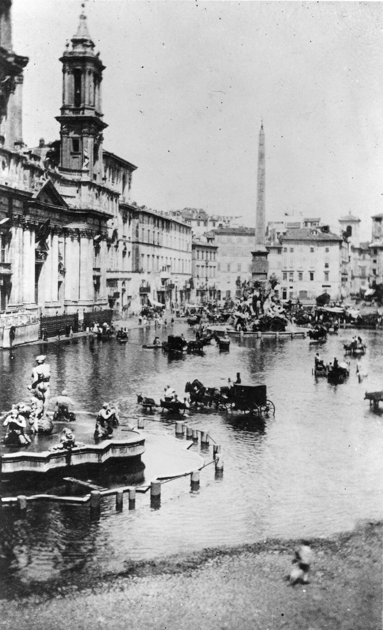 Piazza Navona, Rooma, noin 1865 tekijältä Italian Photographer
