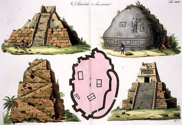 Keski-Amerikan antiikki, levy 47 julkaisusta The History of the Nations (akvatinta) (katso yksityiskohdat 94495-96) tekijältä Italian School