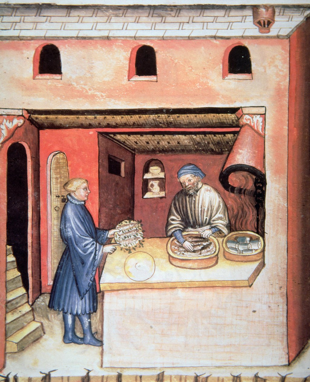 Fol.83v Etikassa marinoitu kala, kuva Tacuinum Sanitatis Codex Vindobonensis tekijältä Italian School