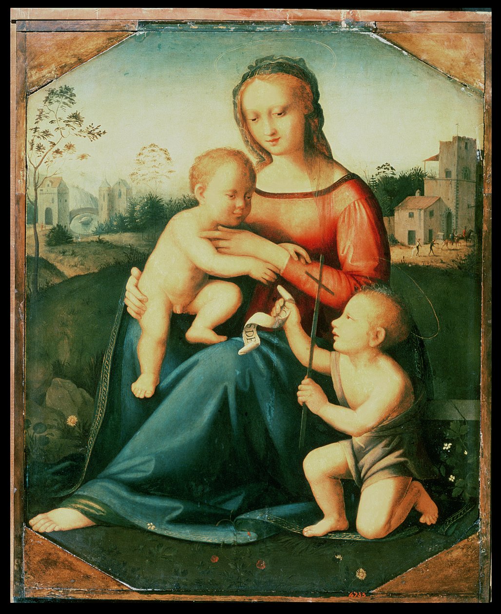 Madonna ja lapsi Pyhän Johannes Kastajan kanssa tekijältä Italian School