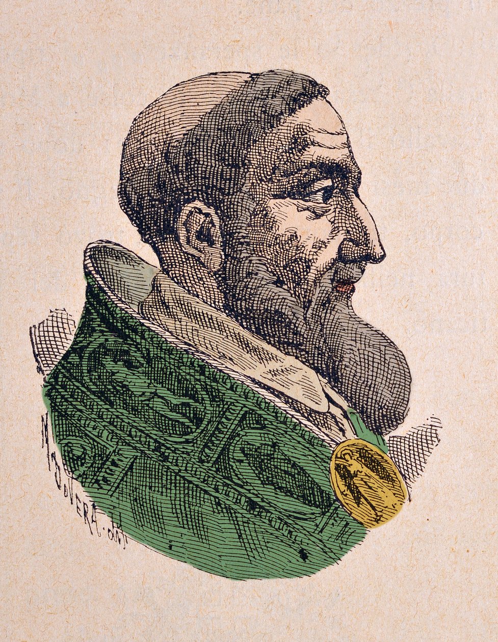 Paavi Innocentius IX:n muotokuva (Innocenzo, Innocentius) (1591), 1898 (kaiverrus myöhemmällä värityksellä) tekijältä Italian School
