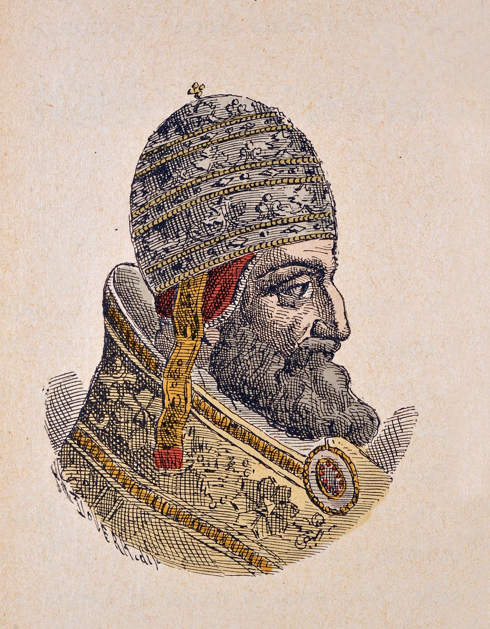 Muotokuva paavi Leon XI:stä (Leo, Leone) (1605), 1898 (kaiverrus myöhemmällä värityksellä) tekijältä Italian School
