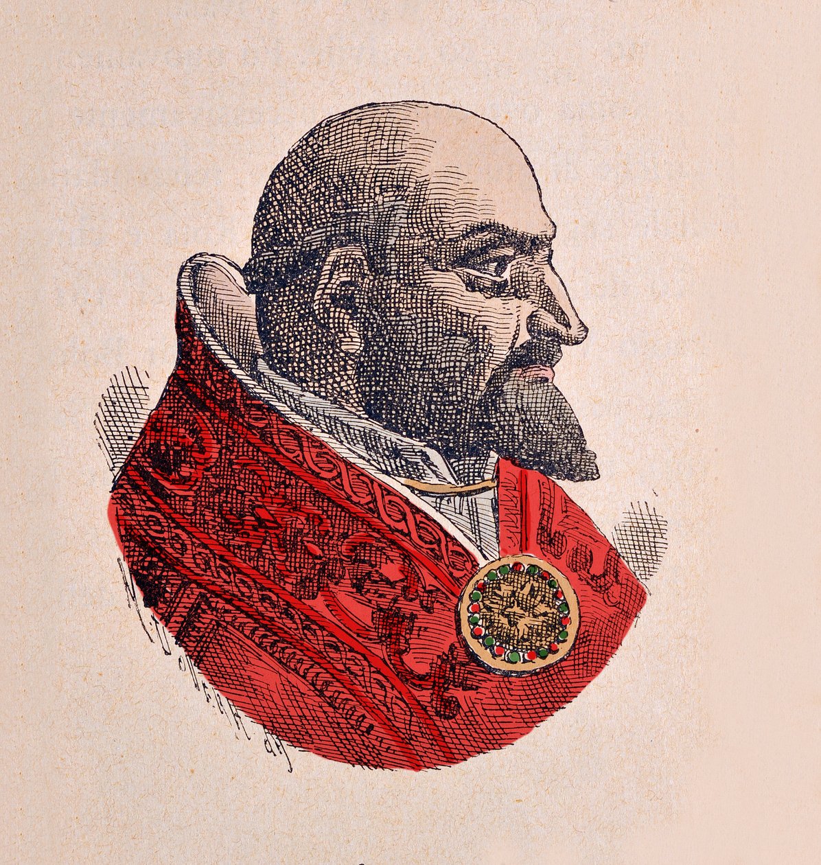 Paavi Paavali V:n (Paolo, Paulus tai Camillo Borghese) muotokuva (1605-1621), 1898 (kaiverrus myöhemmällä värityksellä) tekijältä Italian School