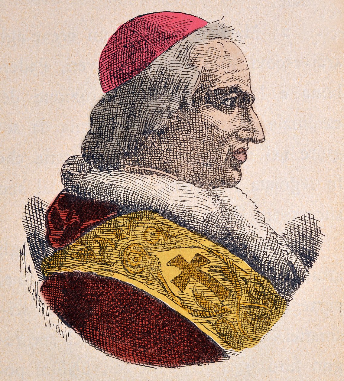 Muotokuva Paavi Pie (Pius tai Pio) VIII (1829-1830), 1898 (kaiverrus myöhemmällä värityksellä) tekijältä Italian School