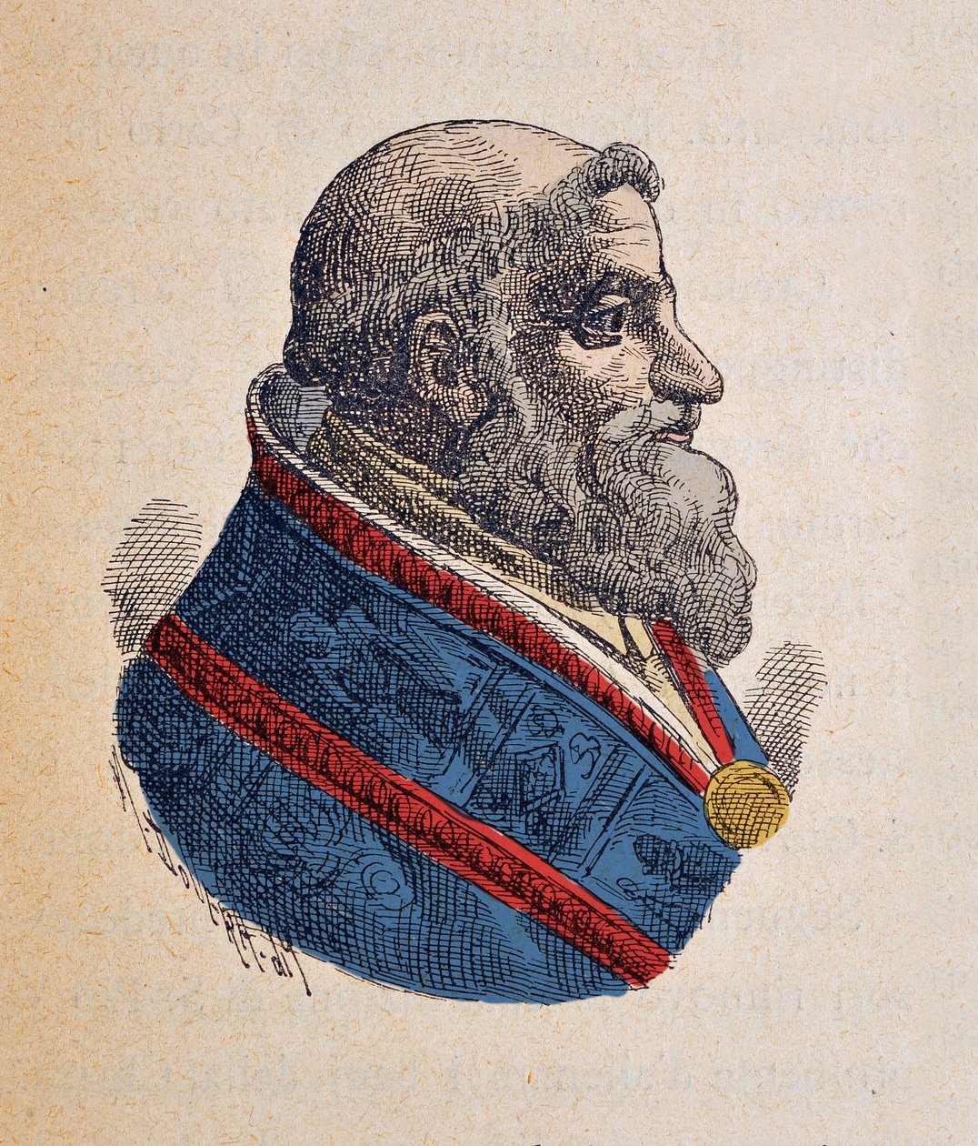 Muotokuva paavi Sixte V:stä tai quintistä (Sixtus, Sisto tai Xystus) (1585-1590), 1898 (kaiverrus myöhemmällä värityksellä) tekijältä Italian School
