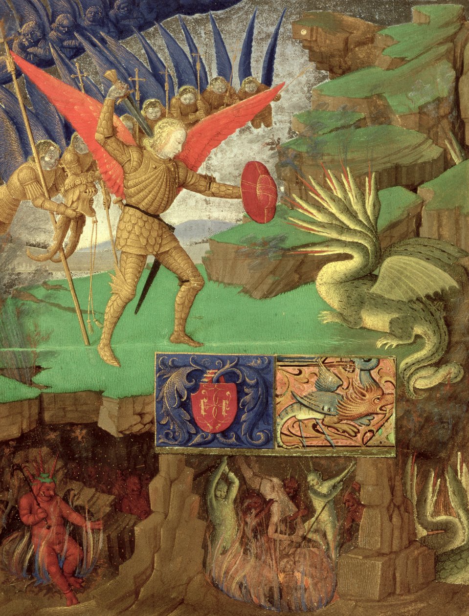St. Michael Slaying the Dragon (tempera paneelissa) tekijältä Italian School