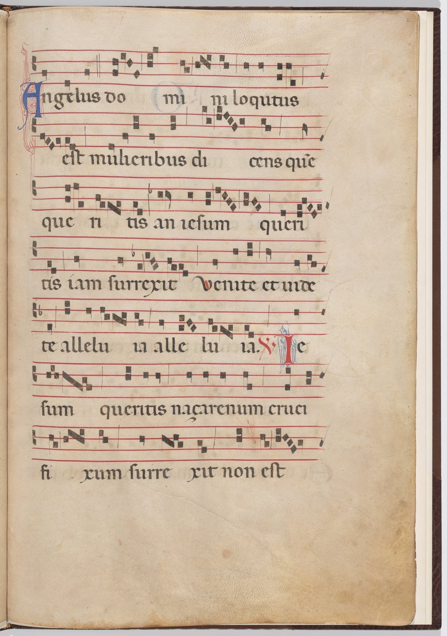 Lehti 2 antifonaalisesta fragmentista tekijältä Italian 13th Century