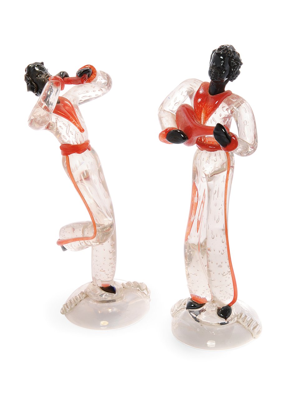 Blackamoor Minstrel Figures, n.1938 (lasi). tekijältä Italian School
