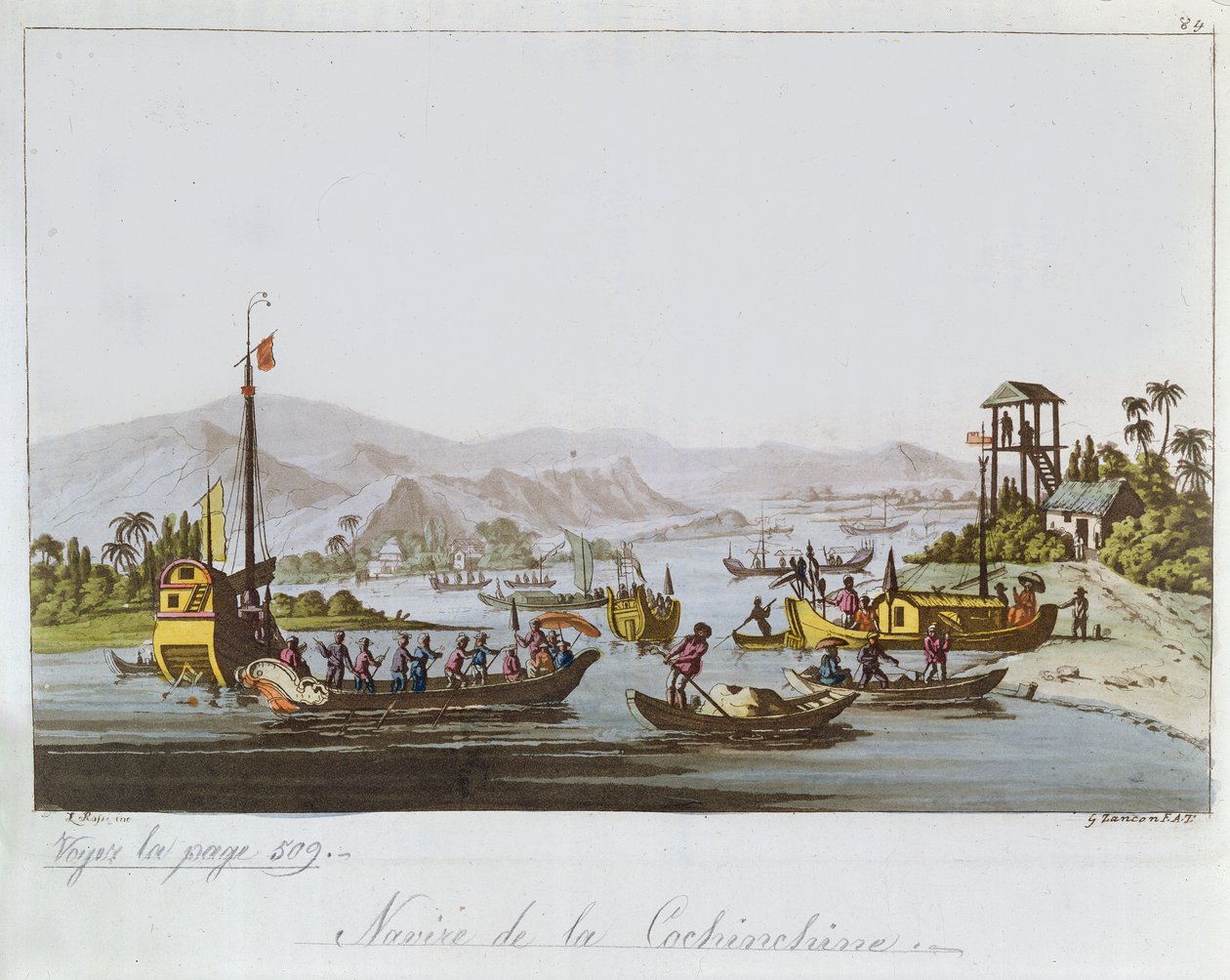 Veneitä Cochinissa Kiinassa, n. 1820-25 tekijältä Italian School