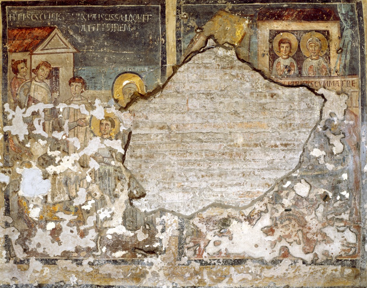 Vaurioitunut fresko Santa Maria Antiquasta, Roomasta tekijältä Italian School