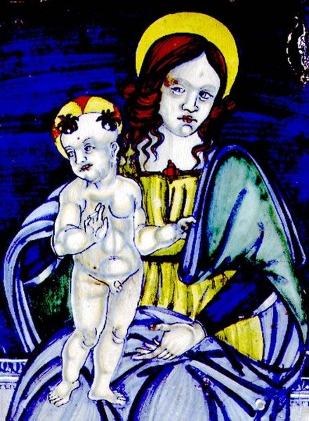 Madonna ja lapsi (maiolica-laatta) tekijältä Italian School