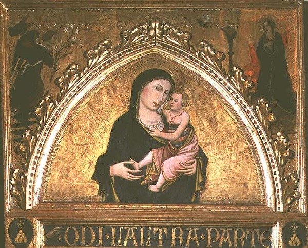 Madonna ja lapsi (tempera paneelissa) tekijältä Italian School