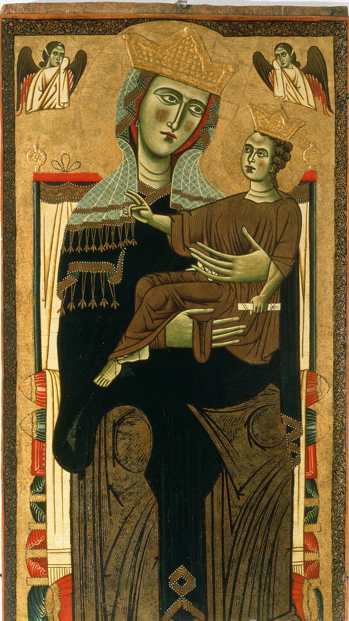 Madonna ja lapsi (tempera paneelissa) tekijältä Italian School