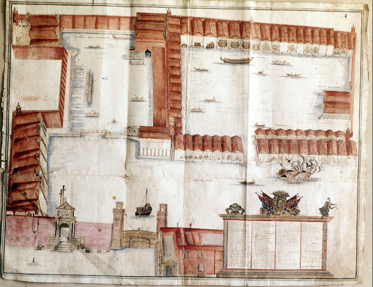 Kartta Venetsian arsenaalista vuodelta 1580. tekijältä Italian School