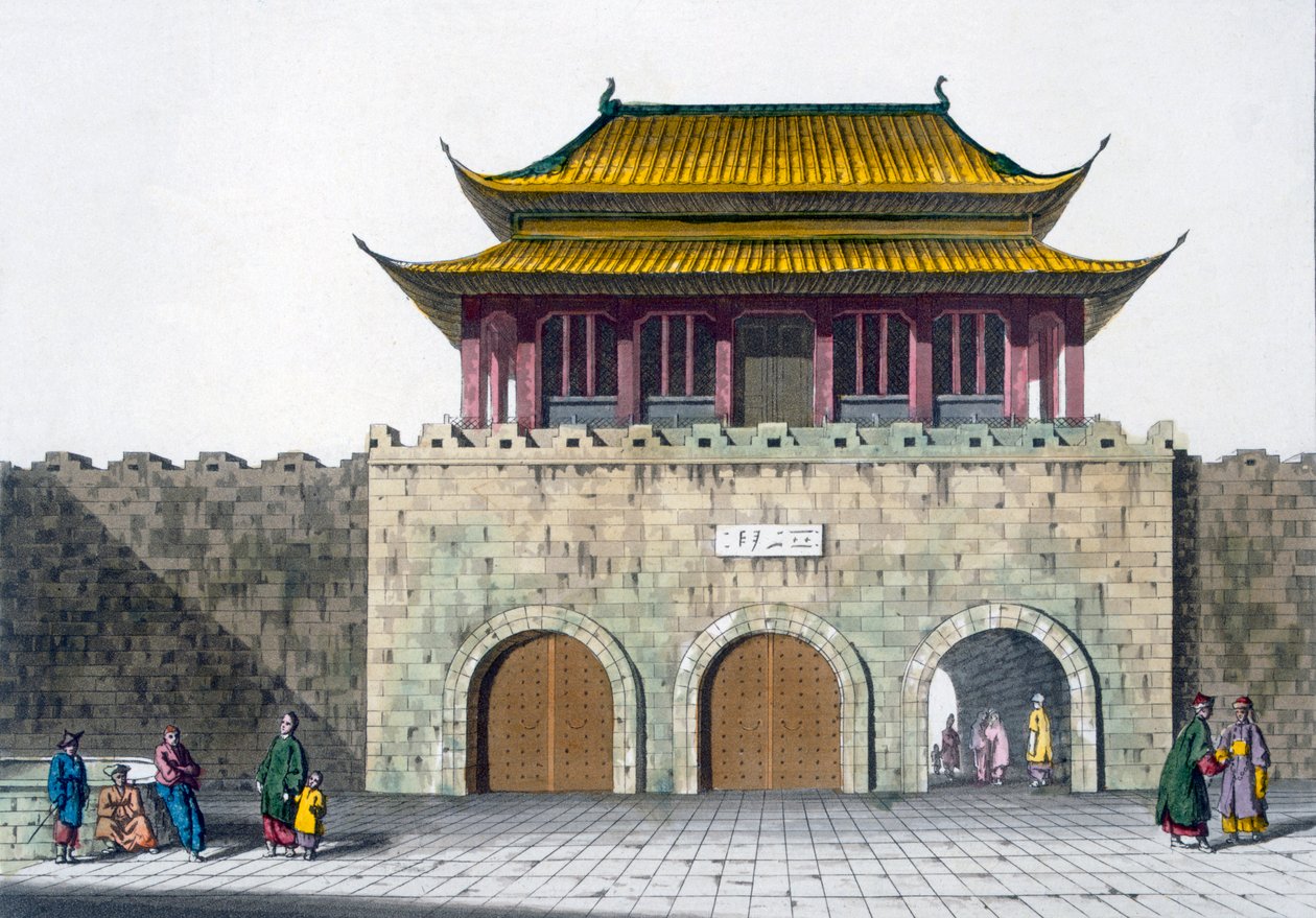 Nankingin pagoditornit, noin 1820-30-luvut tekijältä Italian School