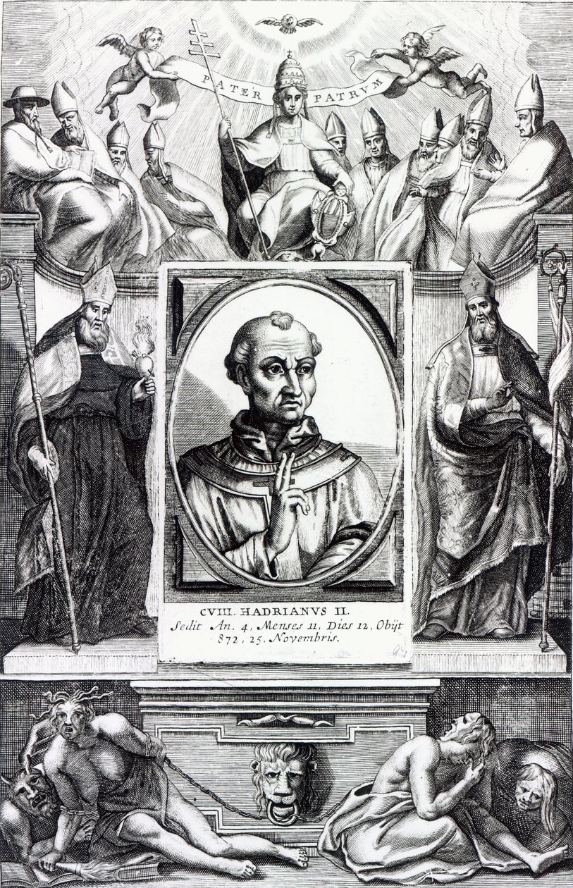 Paavi Hadrianus II (kaiverrus) tekijältä Italian School