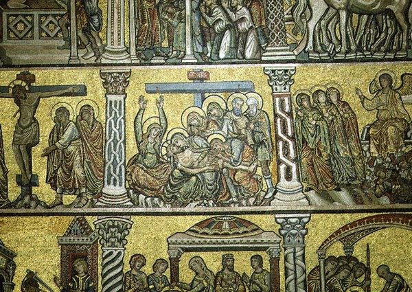 Valituslaulu, yksityiskohta, 1200-luvun loppu (mosaiikki) tekijältä Italian School