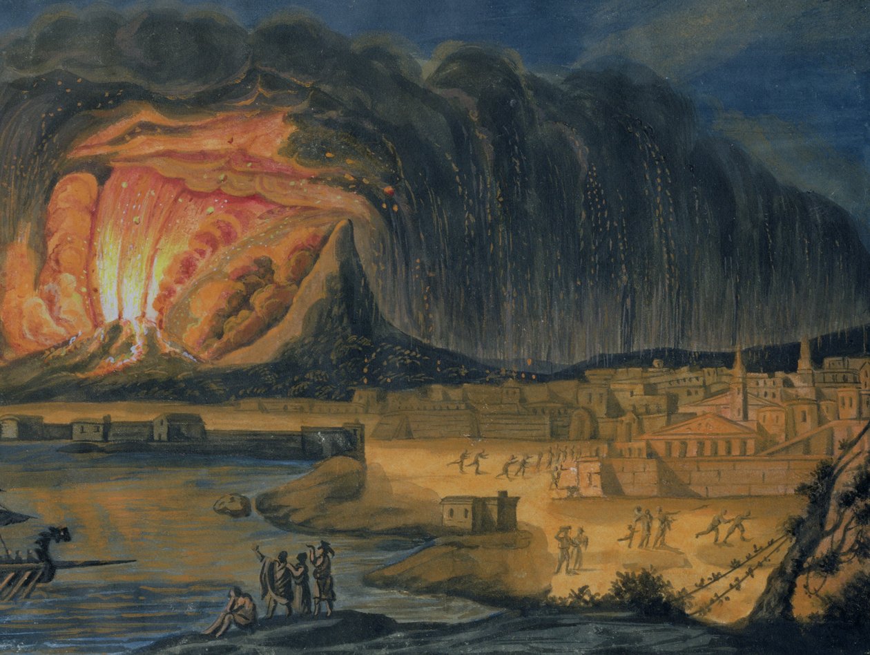Vesuvius purkautuu Napolin lähellä, n. 1815 tekijältä Italian School