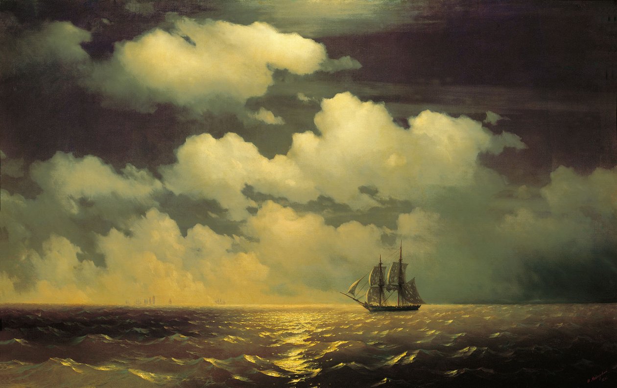 Бриг Меркурий после победы над двумя турецкими судами tekijältä Ivan Konstantinovich Aivazovsky