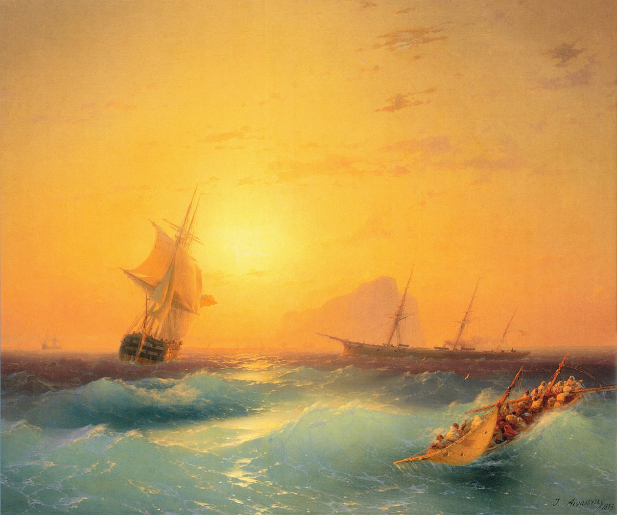 Amerikkalaiset alukset Gibraltarin kalliolla tekijältä Ivan Konstantinovich Aivazovsky