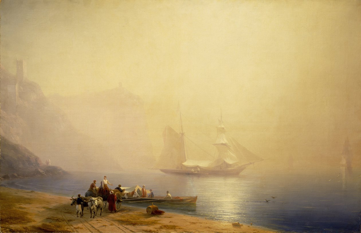 Aamu meren rannalla, Sudak, 1856 tekijältä Ivan Konstantinovich Aivazovsky