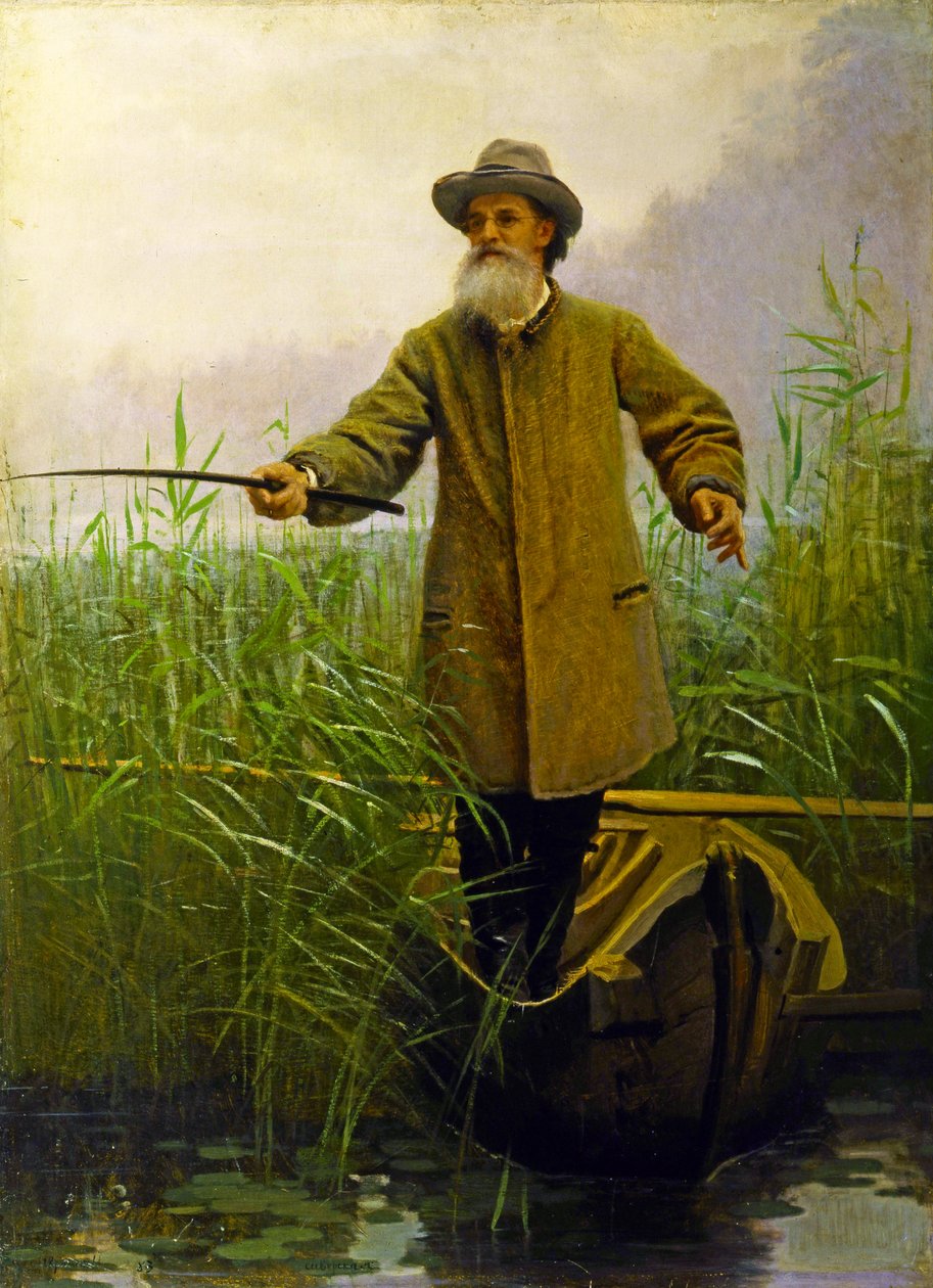 Apollon Maikovin (1821-97) muotokuva Kalastus, 1883 tekijältä Ivan Nikolaevich Kramskoy