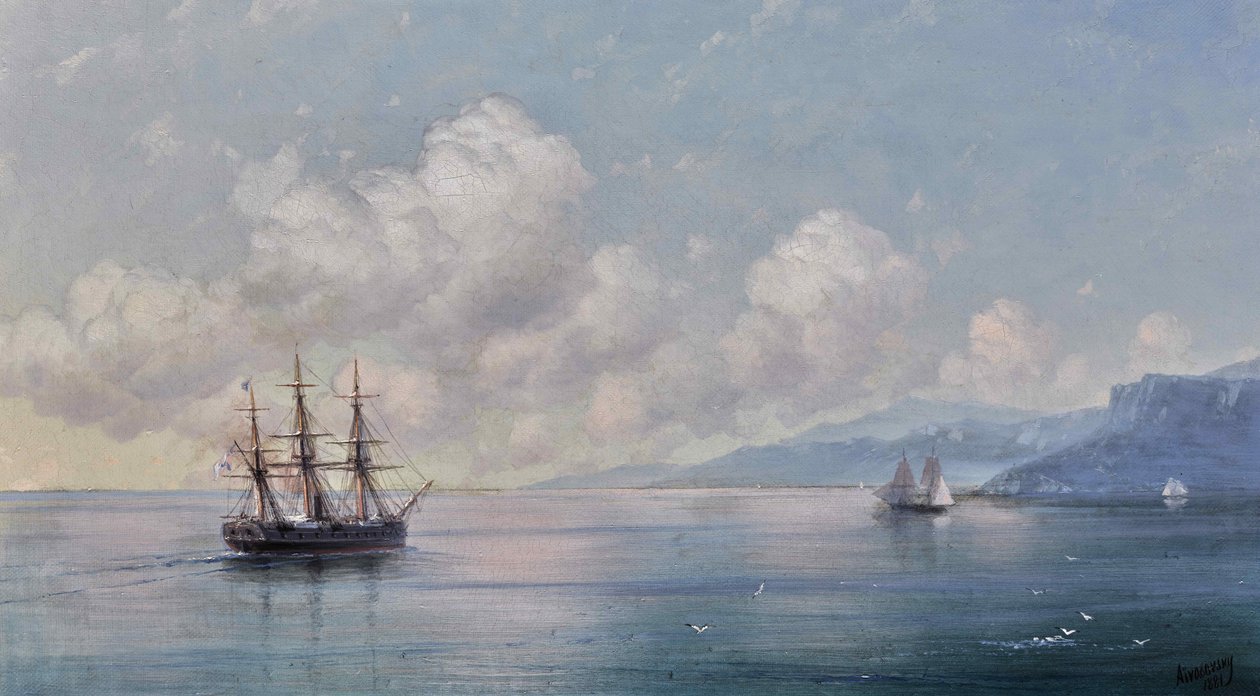 Laiva pois Krimin rannikolta, 1881. tekijältä Ivan Konstantinovich Aivazovsky