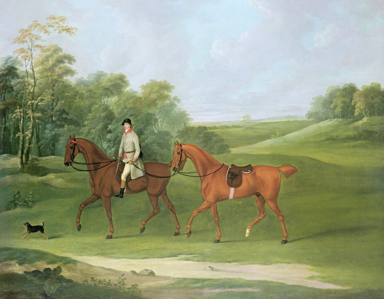 Ratsastaja, joka johtaa hevosta, n. 1810 tekijältä J. Francis Sartorius